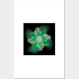 Green Satin Pinwheel Posters and Art